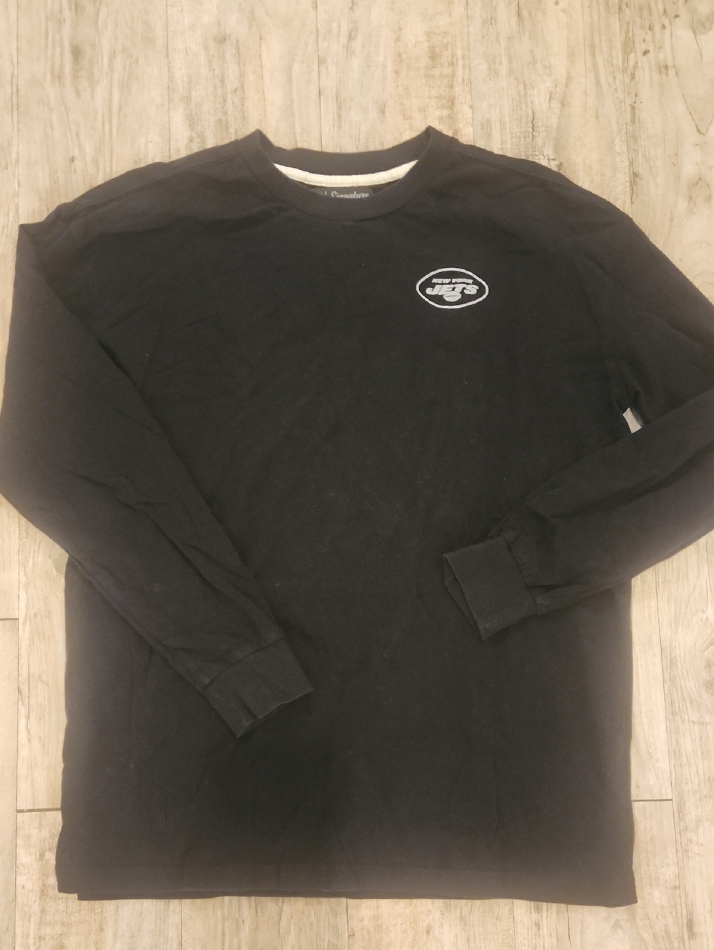 New York Jets Black Long-Sleeve Crewneck Shirt with Chest Logo